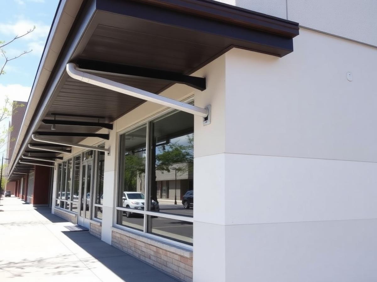 Commercial building with clean gutters